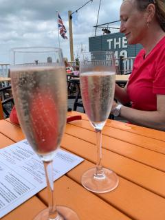 Lunch and prosecco at the Crown in Sheringham - after the early start we felt we deserved to forego our usual sandwiches!